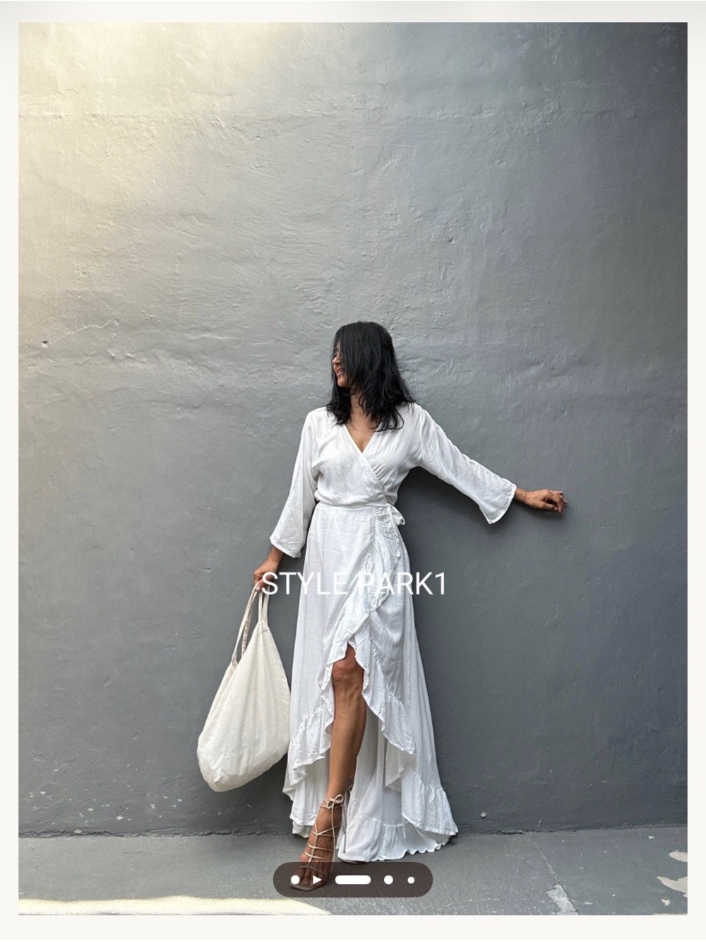 Stylepark White Wrap Maxi Dress with Ruffle Hem